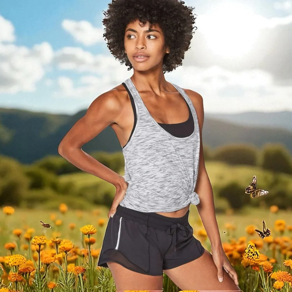 Lululemon Our Sport Tank in Tiger Space Dye Black White Sz 8
